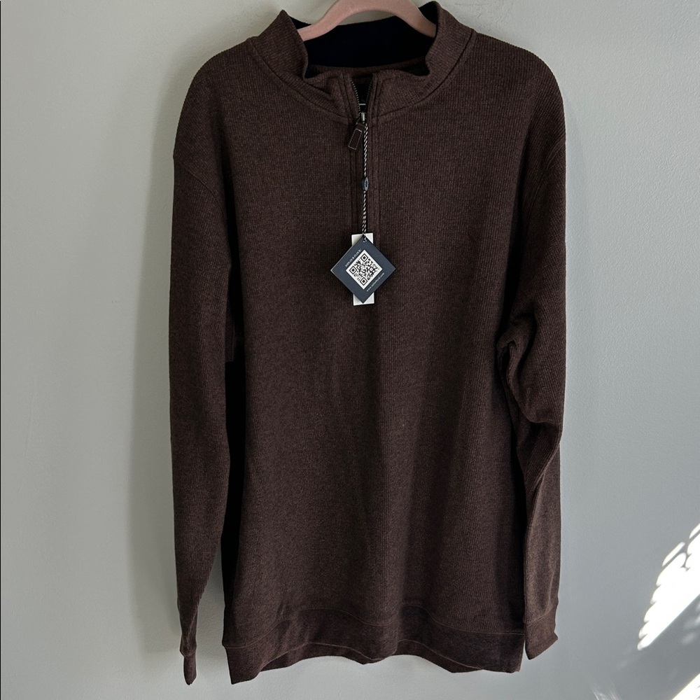 Tailorbyrd Collection Heathered Brown Quarter Zip Sweater